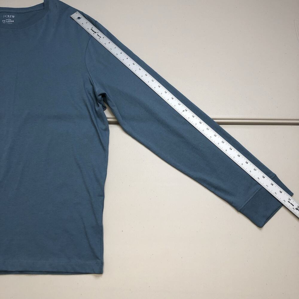 J.CREW Men's Long Sleeve Jersey Tee Size XXL Cotton Blue Shirt Rib Trim - Picture 4 of 8
